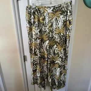 Tropical Leaf Print old navy Wide-Leg Pants